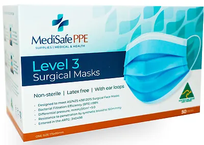 Australian Made Disposable Face Masks | Surgical Level 3 Face Mask | BFE>98% • $26.99